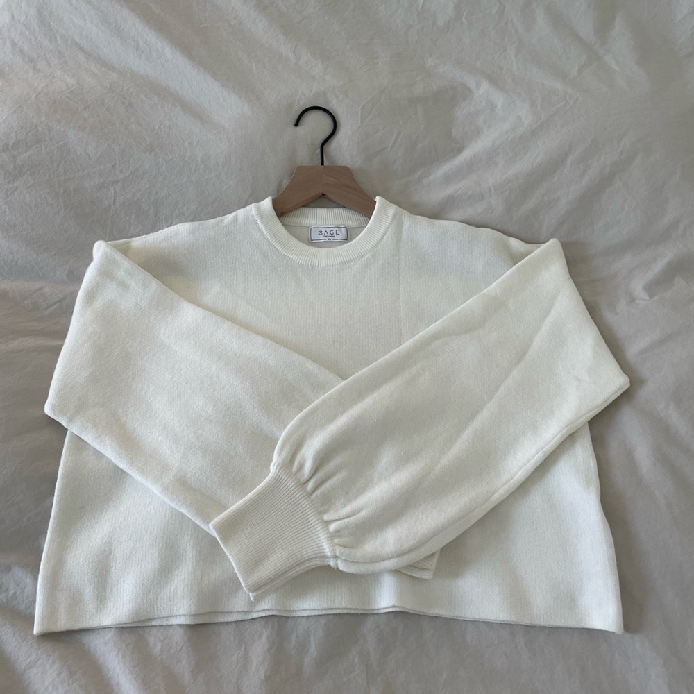 Sage the Label cropped white sweater